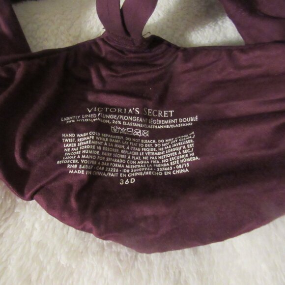 Victoria's Secret Lightly Lined Plunge Purple Bra 36D USED - Picture 4 of 4